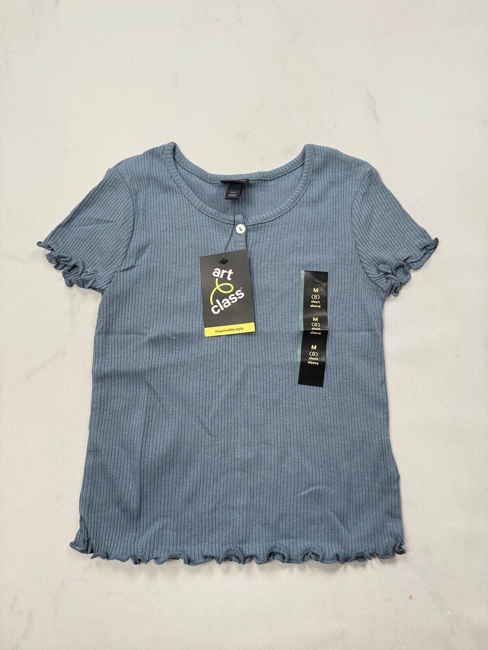 Art Class Blouse Blue 2010s Minimalist Adjustable - Girls M